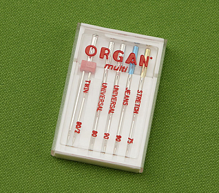 Набор игл Multi Box ORGAN джинс (90), супер стрейч (75), стандарт (80,90), двойные (80/2,0), 5шт